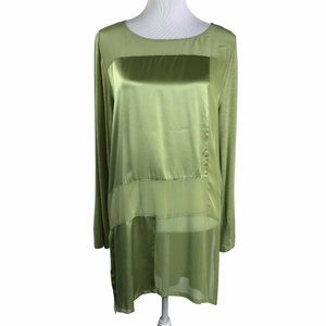 Soft Surroundings Light Green Satin Panel Long Sleeve Tunic